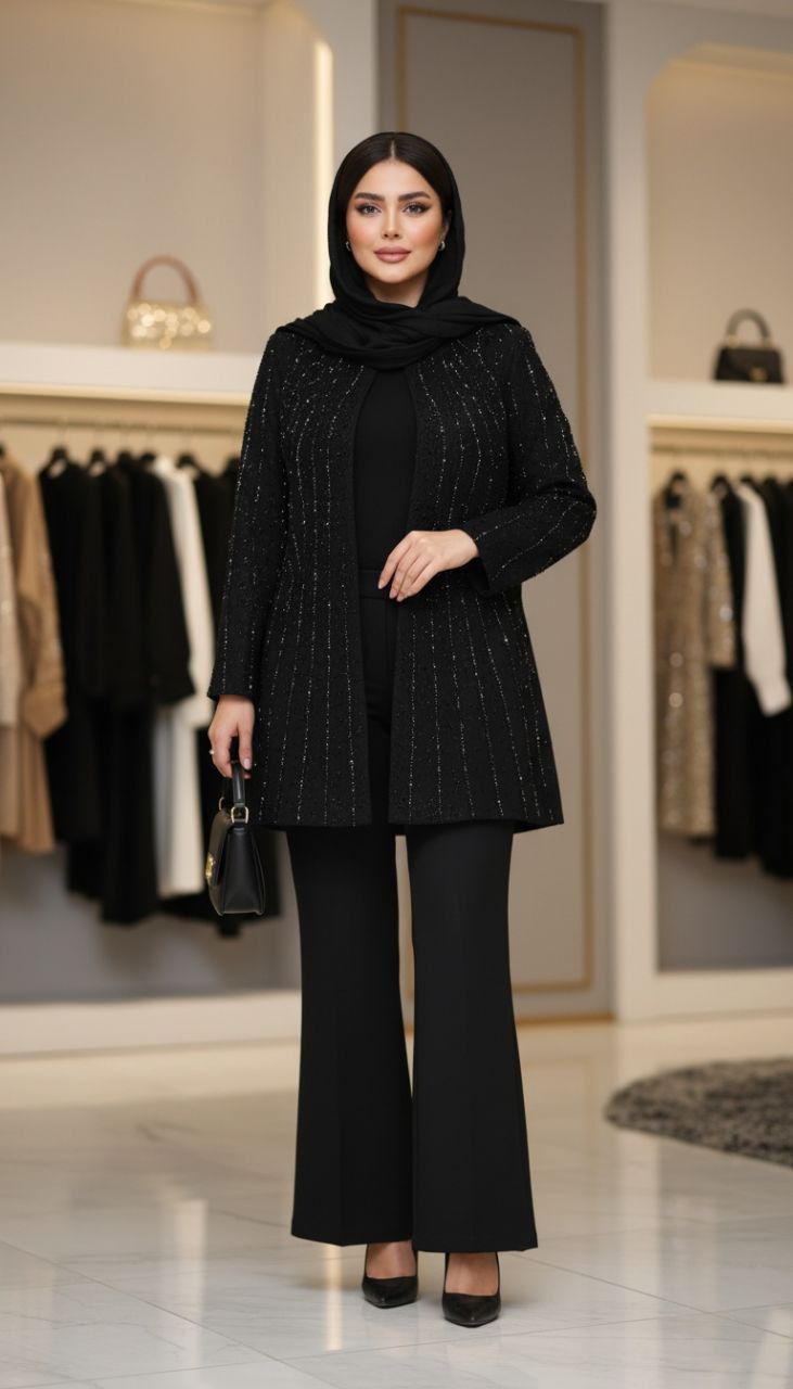 ست مانتو و شلوار مجلسی جنس مازراتی گرم بالا زنانه