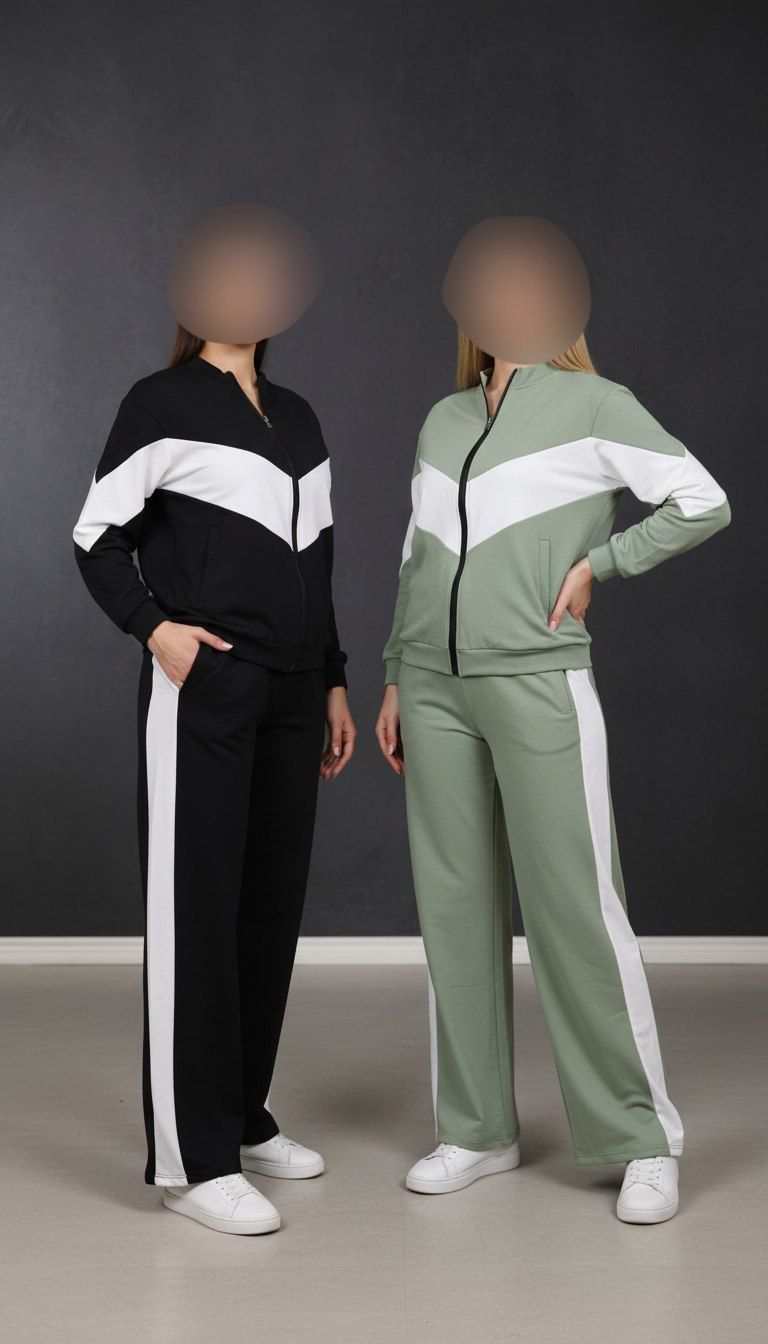 پست سویشرت شلوار تمام زیپ جنس گلکسی پنبه درجه یک زنانه