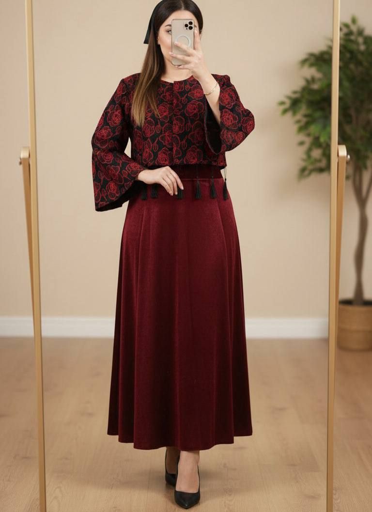 ست کت و دامن یلدایی هیلدا جنس کت تافته زنانه