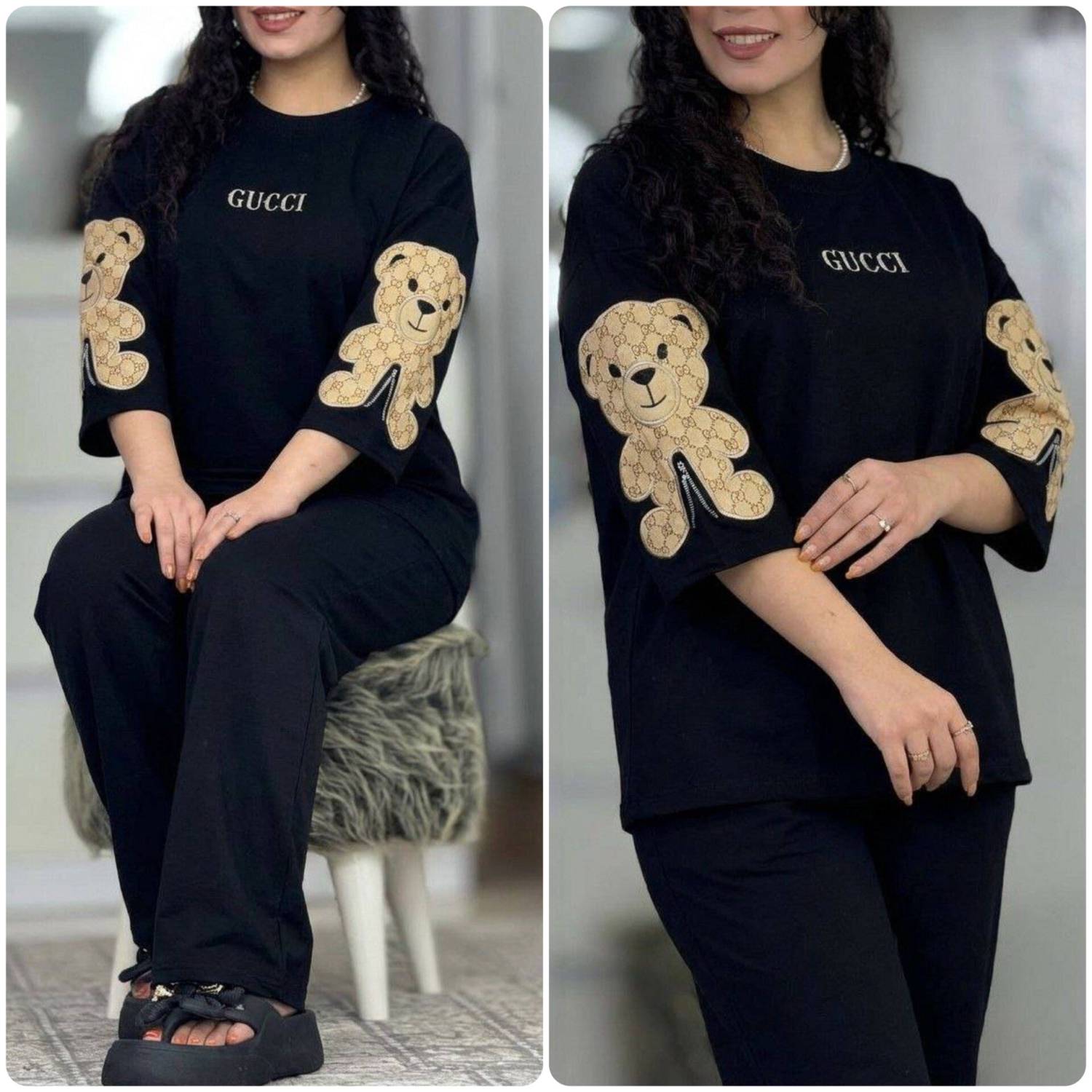 ست گوچی خرسی جنس پنبه گلکسی زنانه