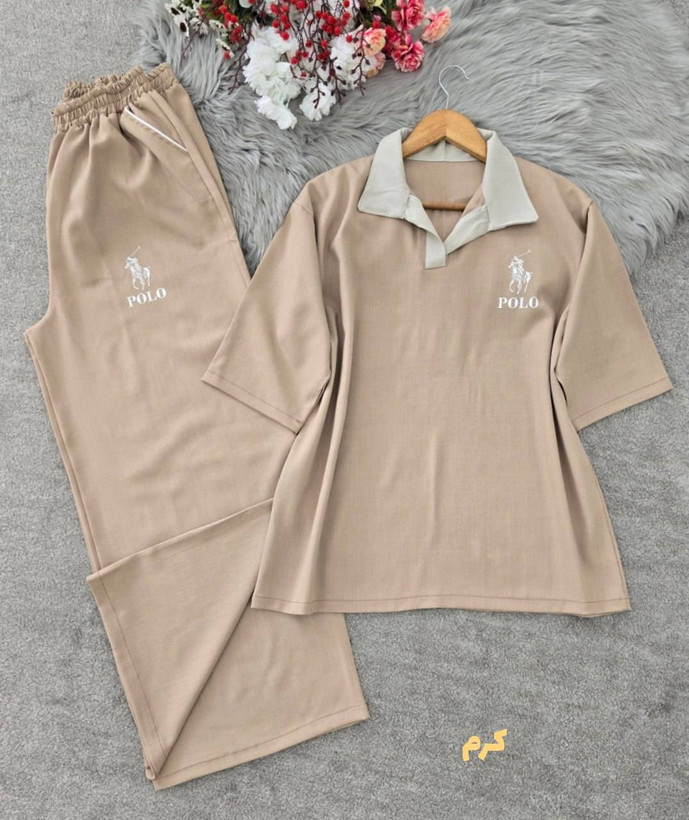 ست تیشرت شلوار بزیاق POLO جنس بزیاق درجه یک و اعلا زنانه
