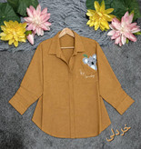 شومیز کیوت لینن پاییزی با گلدوزی کوالا جنس لینن پاییزه