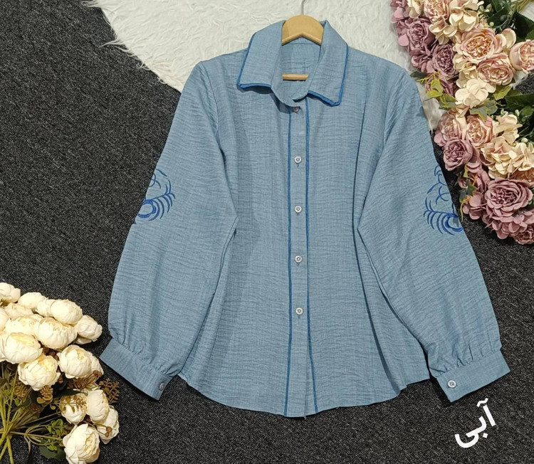 شومیز مانتویی مزونی هیوا 279 جنس صوفیا مغزی دوزی و گلدوزی درجه یک