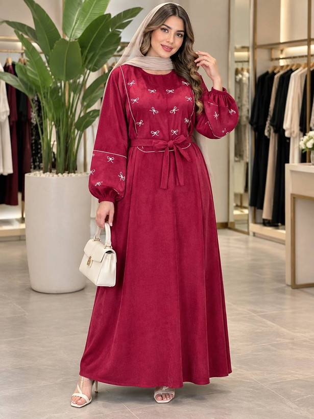 کفتان گلدوزی پاپیونی پاییزه جنس مخمل کبریتی ریز