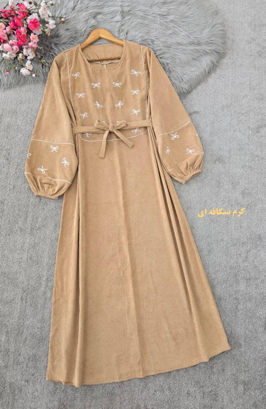 کفتان گلدوزی پاپیونی پاییزه جنس مخمل کبریتی ریز