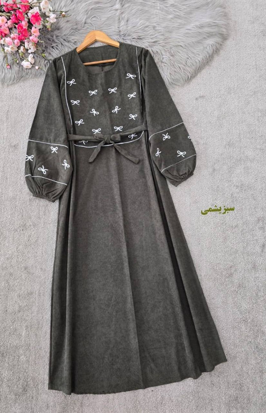 کفتان گلدوزی پاپیونی پاییزه جنس مخمل کبریتی ریز