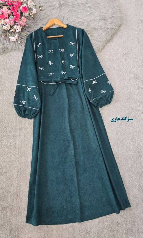 کفتان گلدوزی پاپیونی پاییزه جنس مخمل کبریتی ریز
