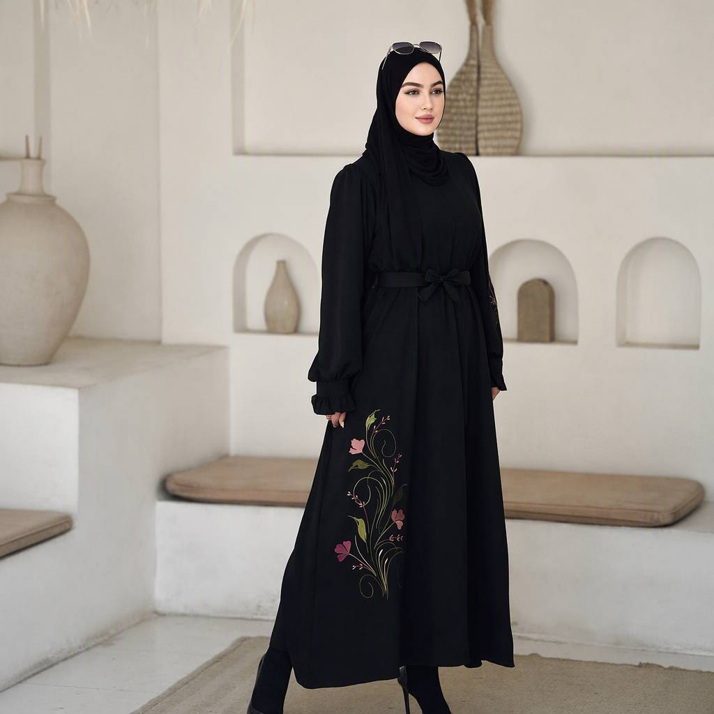 پیراهن عبایی ارکیده جنس الیزه شیک و مجلسی