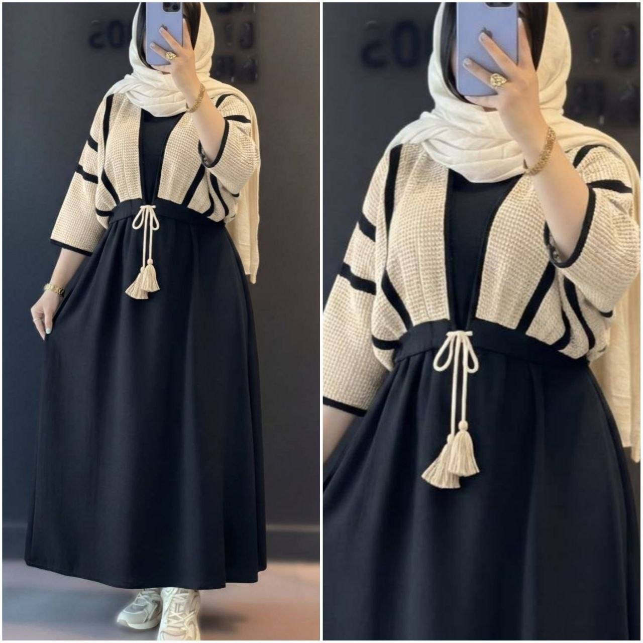 ست شنل سارافن مایلا جنس لنین حصیری درجه یک زنانه