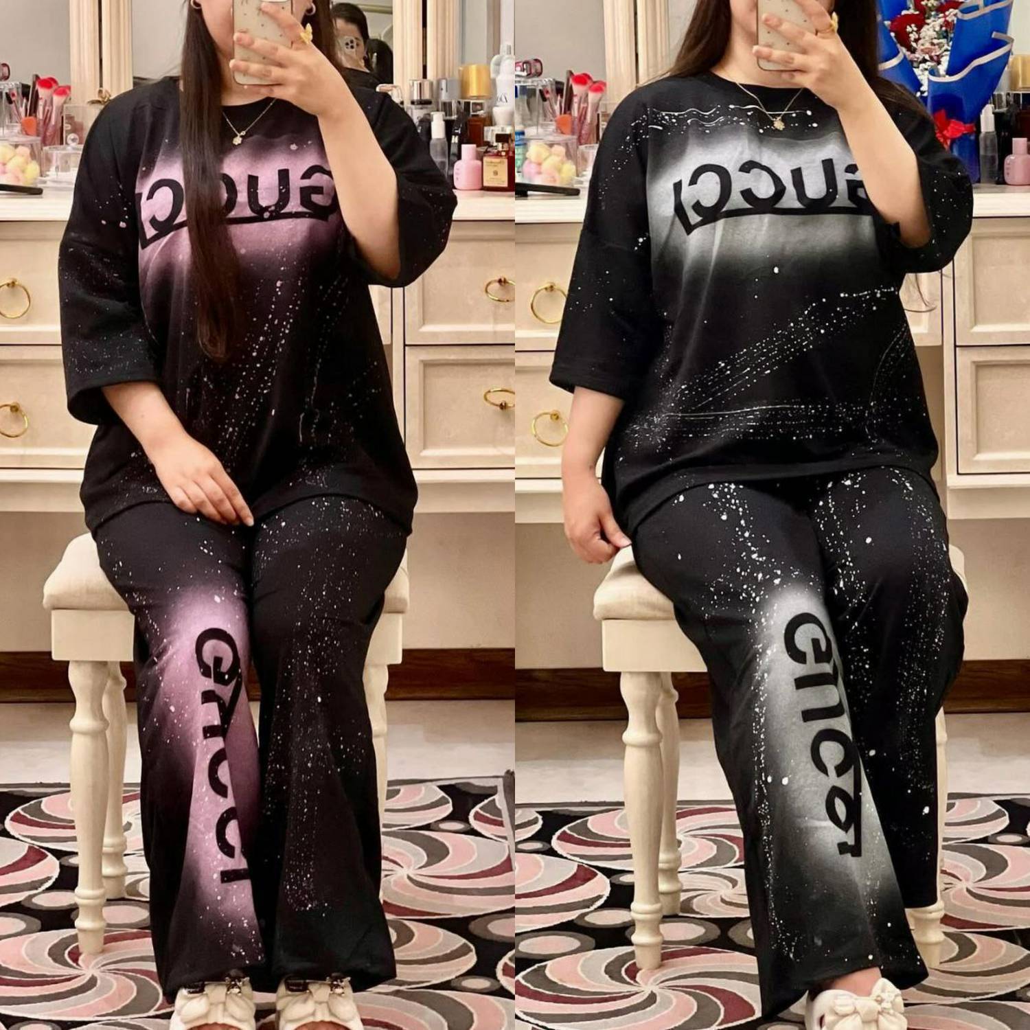ست ابرنگی قواره دار جنس سوپر پنبه درجه1 کیفیت تضمینی عالی زنانه