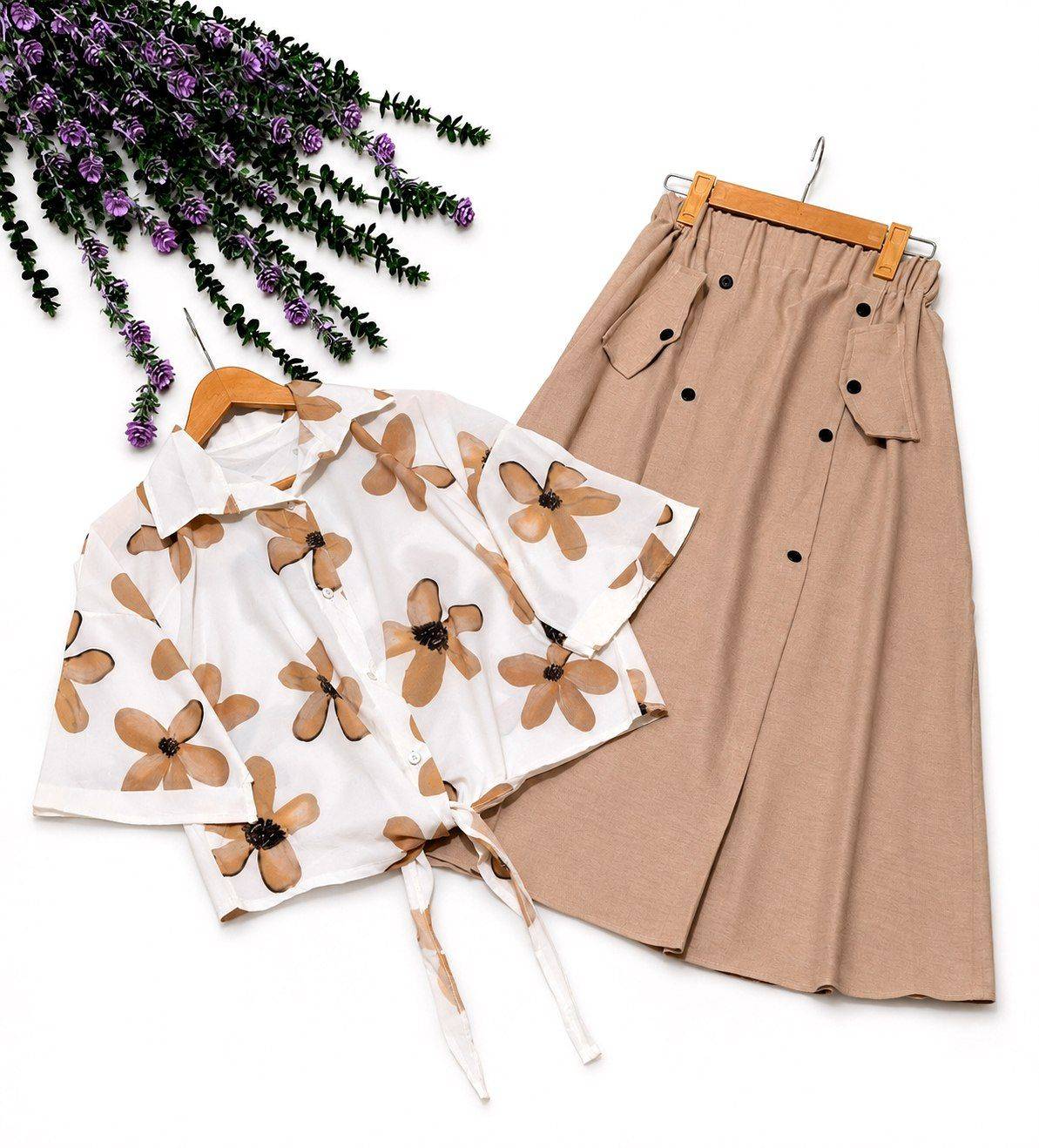 شومیز و دامن دلارام جنس شومیز بوگاتی